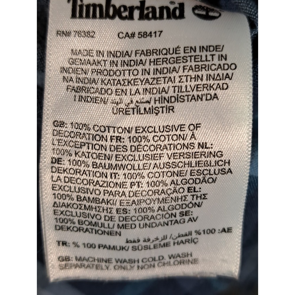 Timberland Mens Blue Plaid Cotton Long Sleeve Button Down Shirt TB0A2EBS Large - Picture 6 of 13